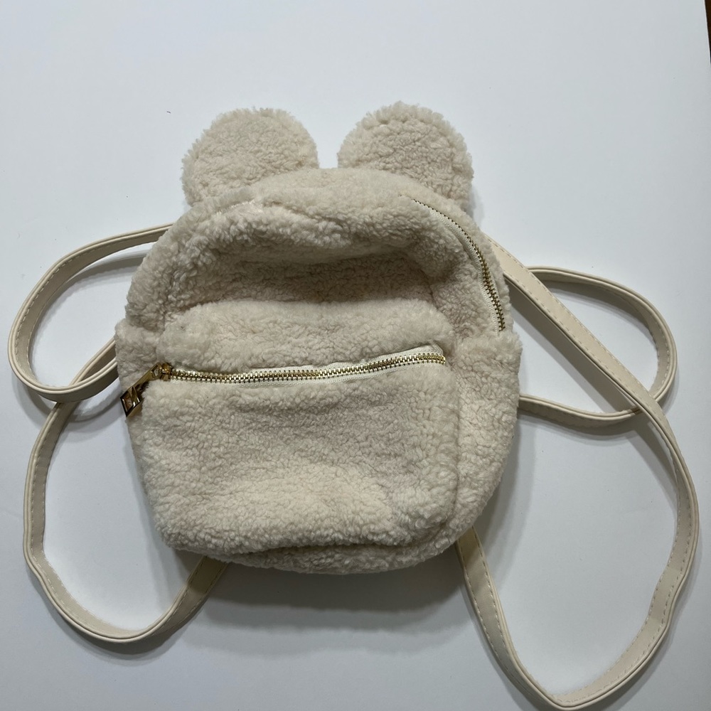 Mini Sherpa creme backpack